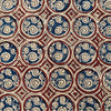 ( Pre-Cut 0.80 Meter )Pure Cotton Kalamkari Red With Blue Circle Intricate Design Hand Block Print Fabric