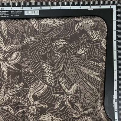 Pure Cotton Kashish Grey Leaves All Over Fabric