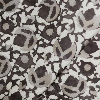 Pure Cotton Kashish Grey With White Flower Jaal Hand Block Print Fabric