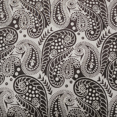 (Pre-Cut 1.40 Meter) Pure Cotton Kashish Grey With White Mahindi Design Hand Block Print Fabric