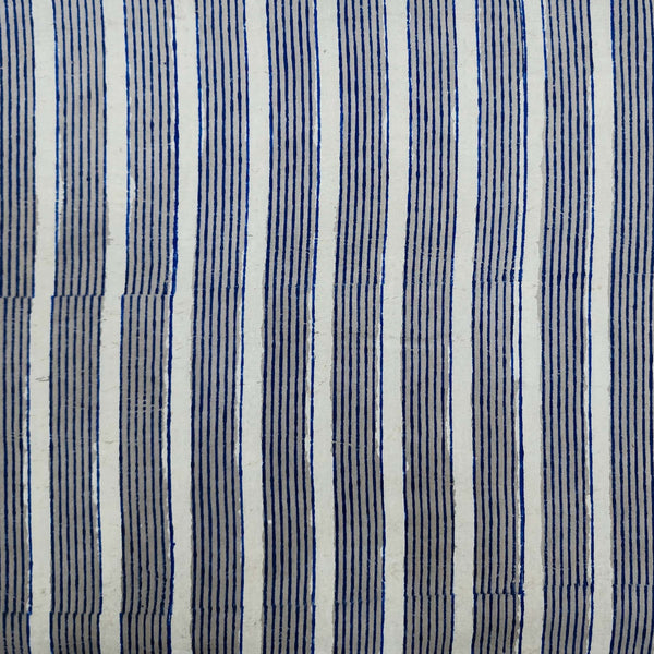 ( Pre-Cut 1.65 Meter ) Pure Cotton Kashish Indigo Stripes Hand Block Print Fabric