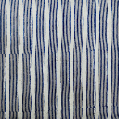 ( Pre-Cut 1.65 Meter ) Pure Cotton Kashish Indigo Stripes Hand Block Print Fabric