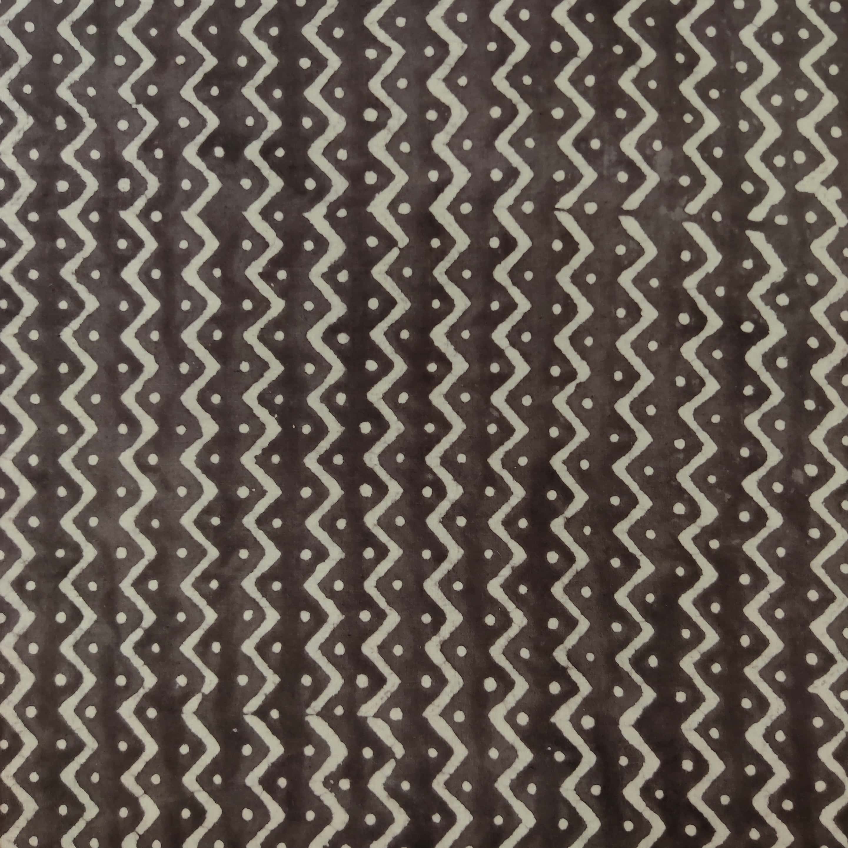 Pre-Cut 1.50 Meter Pure Cotton Kashish With Tribal Zig Zag Hand Block ...