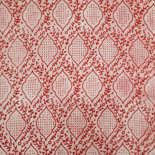 Pre-cut 1  meter Pure Cotton Light Dabu With Peach All Over Pattern Hand Block Print Fabric
