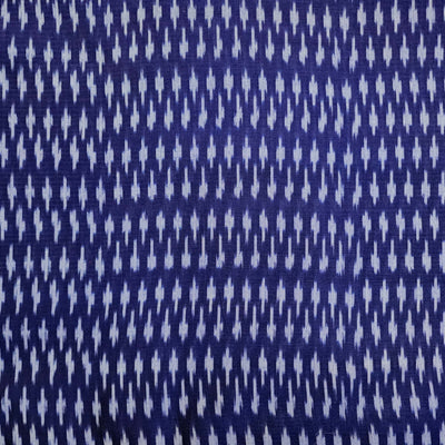 Pure Cotton Mercerised Deep Blue With Cream Small Plus Motif Hand Woven Fabric