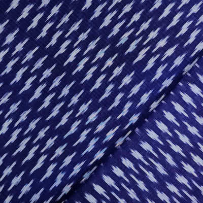 Pure Cotton Mercerised Deep Blue With Cream Small Plus Motif Hand Woven Fabric