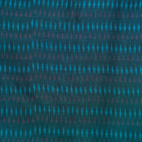 Pre-cut 1.40 meter Pure Cotton Mercerised Ikkat Blue With Tiny Light Blue Pink Weaves Woven Fabric