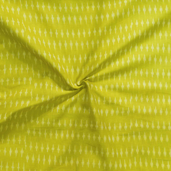 Pre-cut 1 meter Pure Cotton Mercerised Ikkat Bright Light Green With Tiny Weaves Woven Fabric