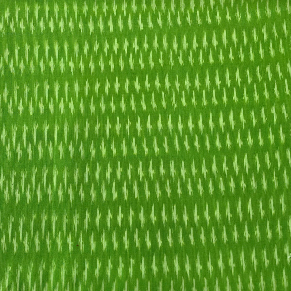 (PRE-CUT 1.45 METER)Pure Cotton Mercerised Ikkat Light Green With Cream Tiny Plus Motif Woven Fabric