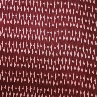 Pure Cotton Mercerised Maroon With Cream Small Plus  Motif Hand Woven Fabric