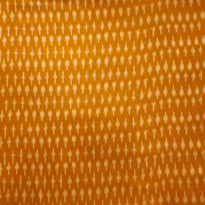 Pure Cotton Mercerised Mustard  With Cream Small Plus Motif Hand Woven Fabric