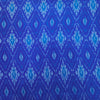 Pure Cotton Mercerised Secco Ikkat Blue With White Diamond Shape Jaal  Hand Woven Fabric