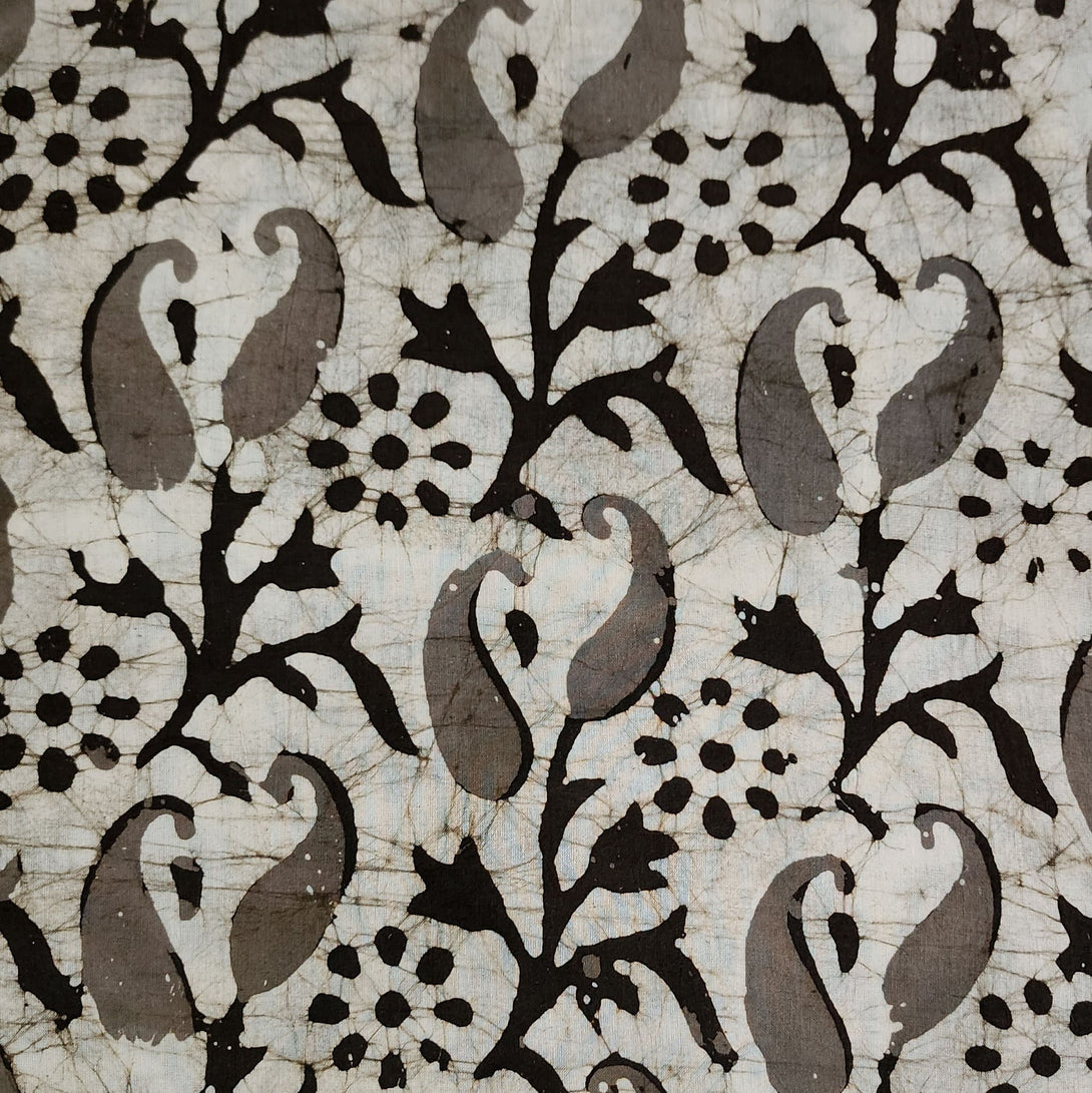 Hand Jaa Pure Cotton Moum Batik Off White With Black With Grey Kairi Flower Jaa ...