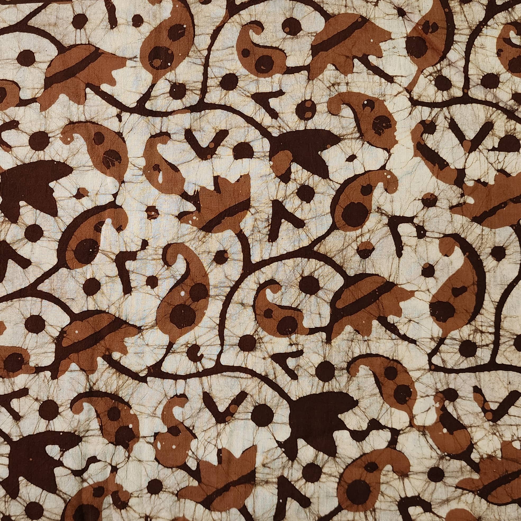 Brown - Cotton Kutch Hand Batik Print Fabric 43
