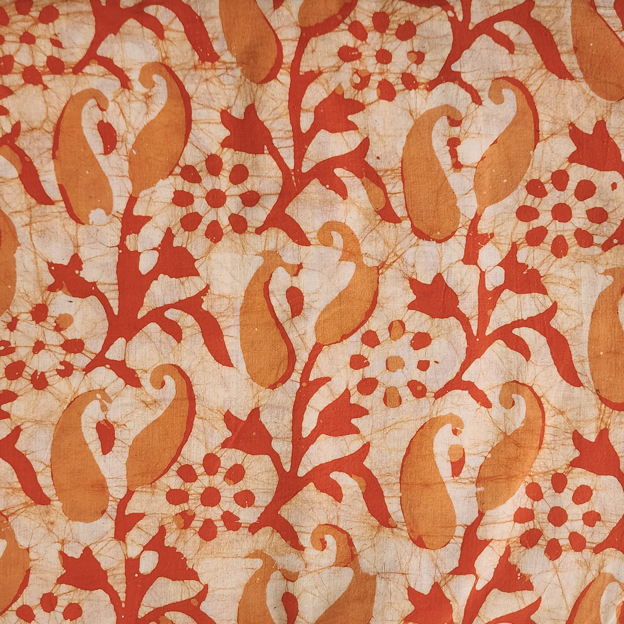 Pure Cotton Moum Batik Off White With Dark Orange With Light Orange Ka ...