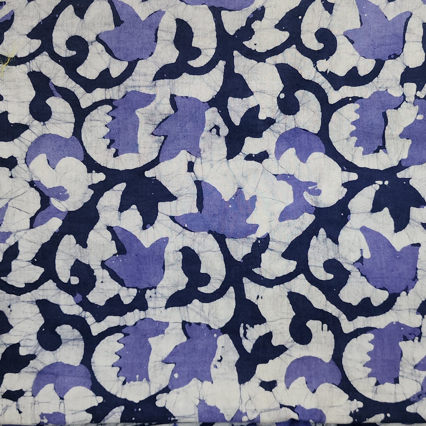 Pure Cotton Moum Batik Purple Flower Jaal Hand Block Print Fabric ...