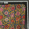 Pure Cotton Mul Jaipuri Blue With Red And Pink Flower Jaal Hand Block Print Fabric