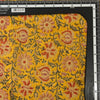 Pure Cotton Mul Jaipuri Mustard With Orange And Pink Flower Jaal Hand Block Print Fabric
