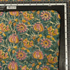 Pure Cotton Mul Jaipuri Rust Blue With Mustard And Pink Jungle Flower Jaal Hand Block Print Fabric