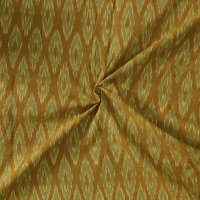 Pure Cotton Mustard Ikkat With Light Grey Weaves Woven Fabric