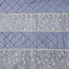 ( Width 57 Inches )Pure Cotton Pintucks Blue With White Border And Checks Hand Woven Fabric