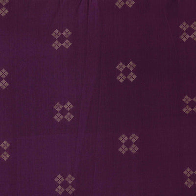 Pure Cotton Purple With Cream Motif Hand Woven Fabric