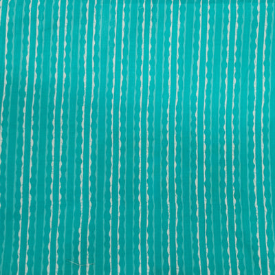 Pure Cotton Screen Print Blue With White Stripes Design Print Fabric
