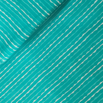 Pure Cotton Screen Print Blue With White Stripes Design Print Fabric