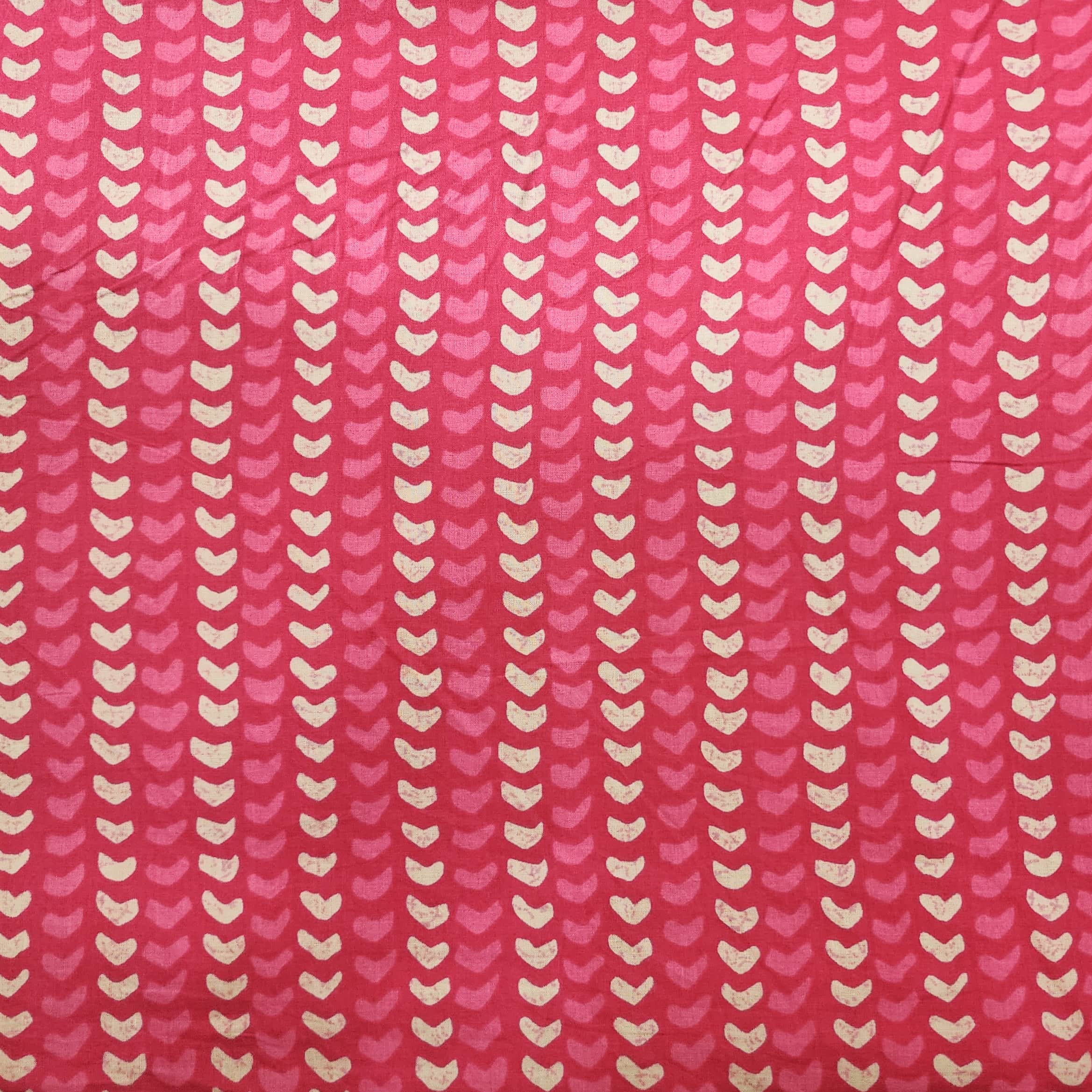 Pure Cotton Screen Print Fabric Pink With White Arrow Border Design Pr ...