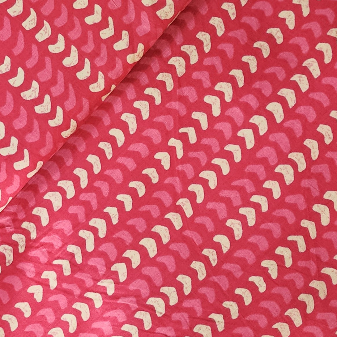 Pure Cotton Screen Print Fabric Pink With White Arrow Border Design Pr ...
