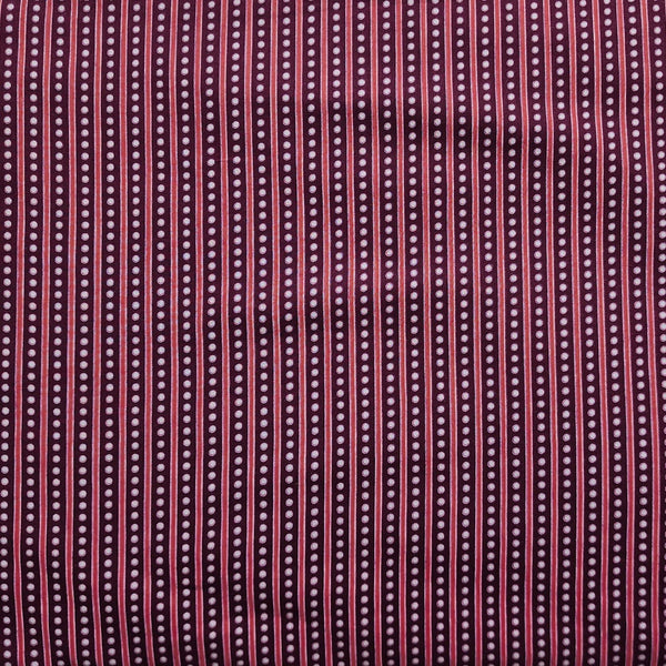 Pure Cotton Screen Print Lavender With white Dots With Stripes Fabric