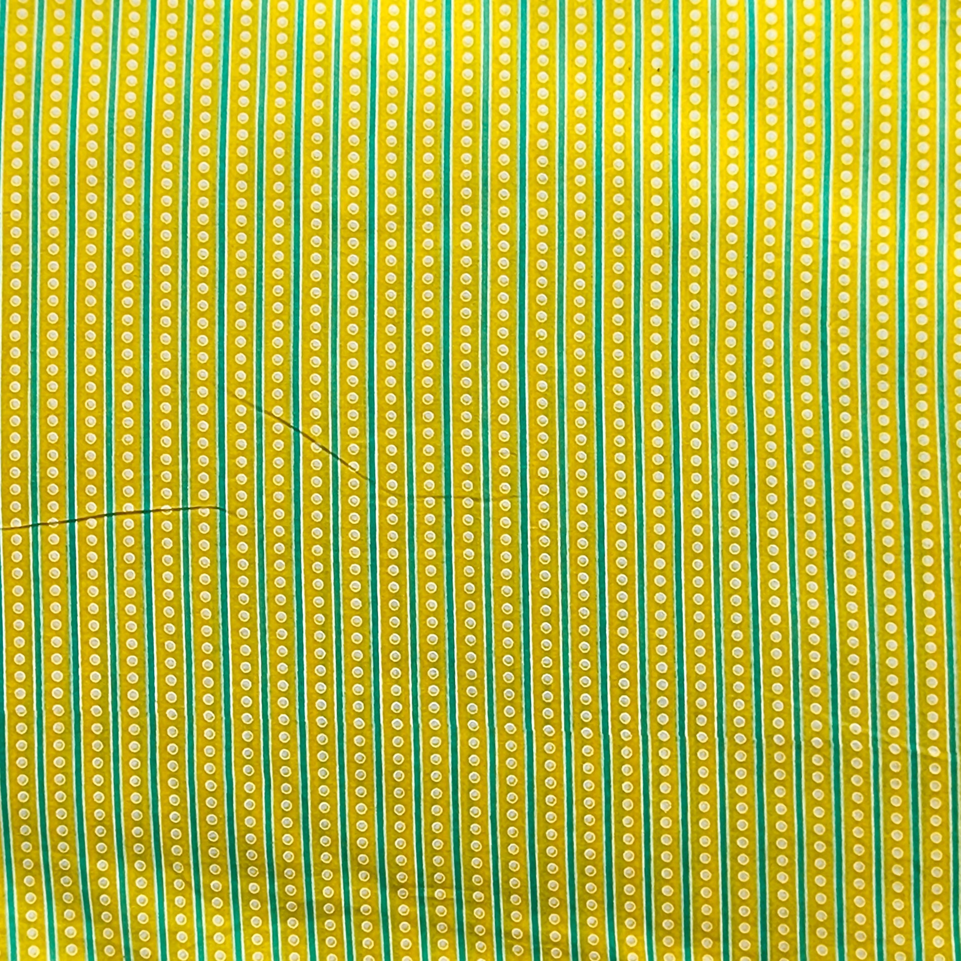 Pure Cotton Screen Print Yellow With Green Stripes Fabric – Sanskruti