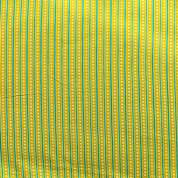 Pure Cotton Screen Print Yellow With Green Stripes Fabric – Sanskruti
