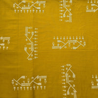 Pure Cotton screen print Mustard With White Fabric