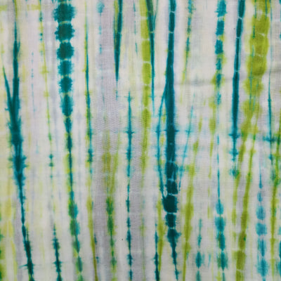 ( Pre-Cut 1 Meter ) Pure Cotton Shibori Green Teal Tie And Dye Hand Made Fabric