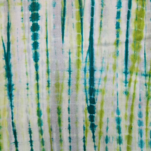 PRE-CUT 1.70 METER Pure Cotton Shibori Green Teal Tie And Dye Hand Made Fabric