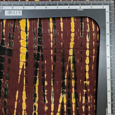 Pure Cotton Shibori Tie And Dye Brown And Black And Yellow  Fabric