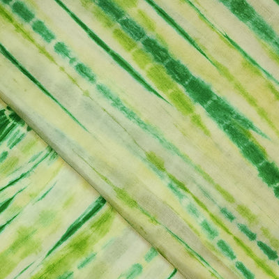 Pure Cotton Shibori Tie And Dye White And Fern Green Fabric
