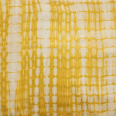 Pure Cotton Shibori Tie And Dye White And Yellow Fabric