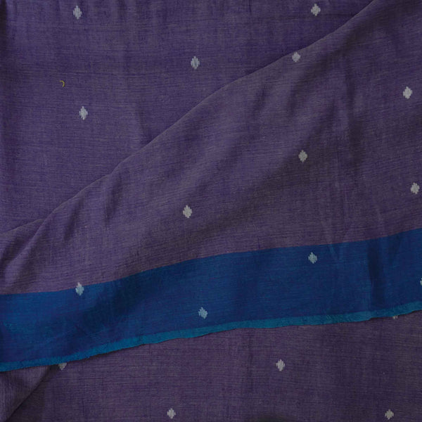 PRE-CUT 2 METER Pure Cotton Soft Jamdani Purple With Diamond Motifs Hand Woven Fabric