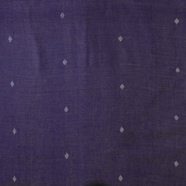 ( Pre-Cut 1.50 Meter ) Pure Cotton Soft Jamdani Purple With Diamond Motifs Hand Woven Fabric