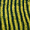 Pure Cotton Special Akola Dabu Dark Green With Lime Yellow Stripes Hand Block Print Fabric