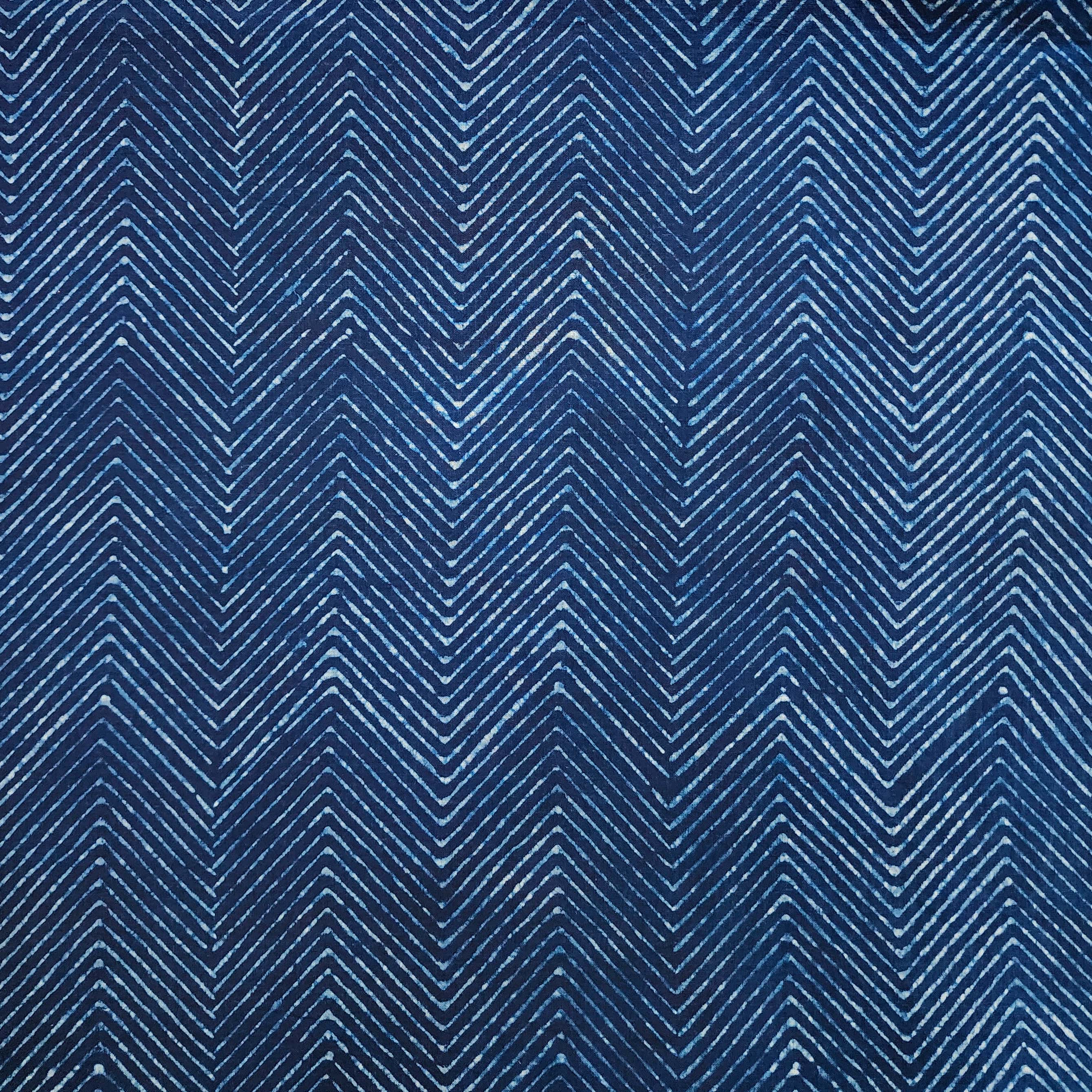 Blue - Bindaas Block Print Cotton Natural Dyed Fabric - 