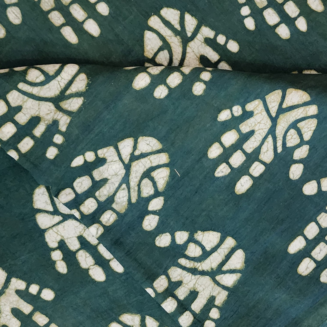 ( Pre-Cut 1.65 Meter ) Pure Cotton Teal Dabu With Hand Print Hand Bloc ...