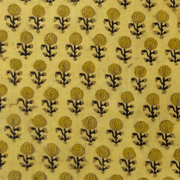 Pre-cut 1.60 meter Pure Cotton Vanaspati Ajrak Sandy With Star Flower Bud Hand Block Print Fabric