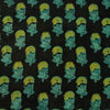 Pure Cotton Vanaspati Black With Blue And Green Dahlia Flower Motif Hand Block Print Fabric