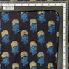Pure Cotton Vanaspati Black With Blue With Mustard Dahlia Flower Motif Hand Block Print Fabric