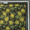 Pure Cotton Vanaspati Black With Green And  Yellow Flower Jaal Hand Block Print Fabric