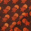 Pure Cotton Vanaspati Black With Rust Red Dahlia Flower Motif Hand Block Print Fabric