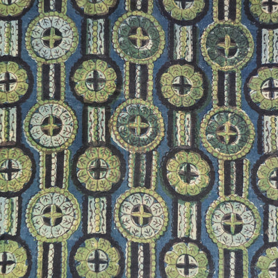 Pure Cotton Vanaspati Light Blue And Light Green Intricate Design Hand Block Print Fabric